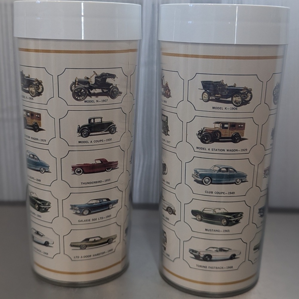 Vintage West Bend Ford Evolution Cars Thermo-Serv Insulated Tumbler Set‎